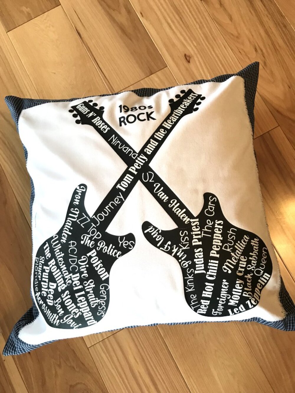 Handmade Pillow Cover, 1980s Rock Bands Guitars Music Room Decor 18 x 18 inches - Picture 16 of 16